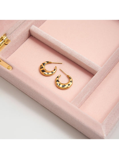 Earedge - Leopard Print Moon Hoop Earrings