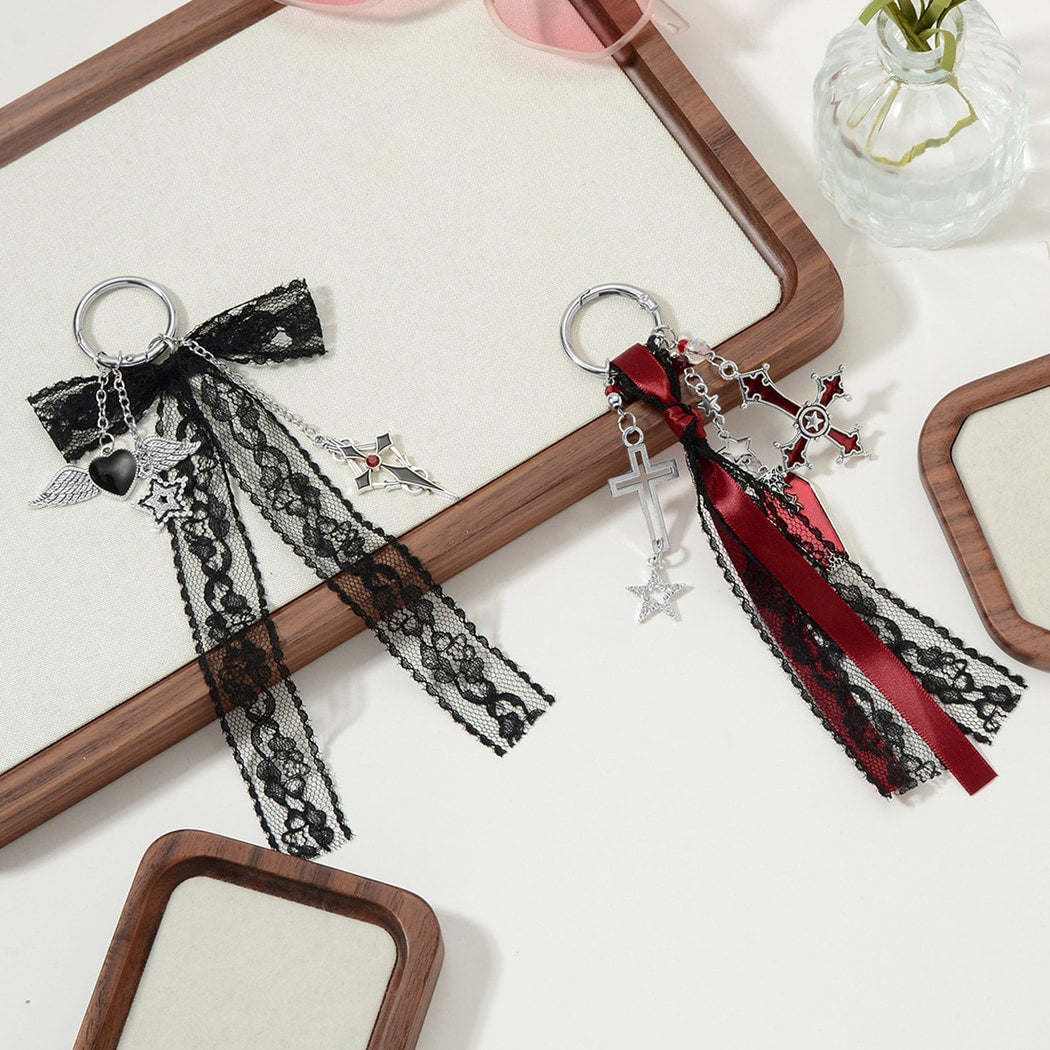 Keypus - Halloween Gothic Lace Bow Keychain