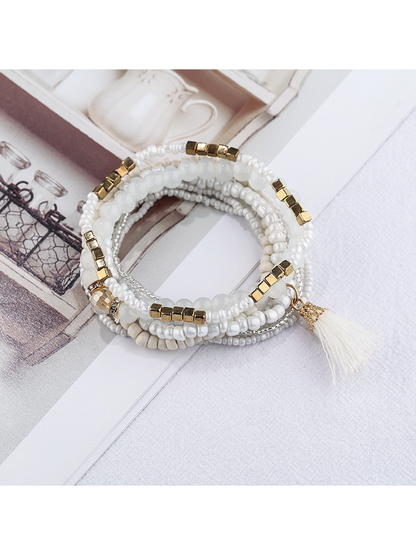 Lovra - Bohemian Layered Tassel Pendant Bracelet