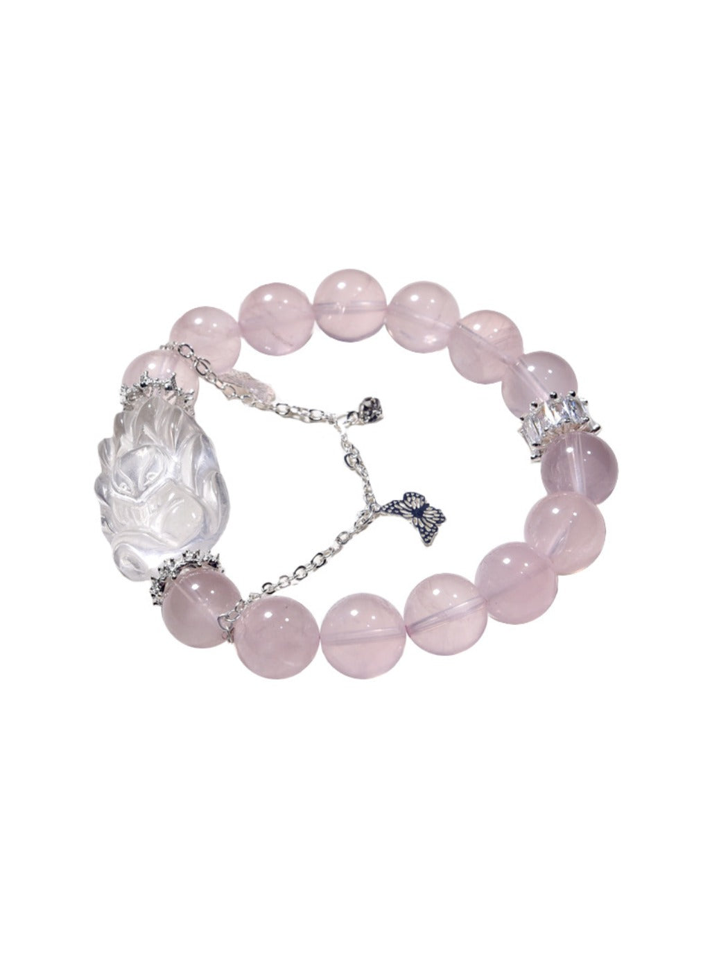 Lovra bracelet with pink fox crystal charm worn on wrist