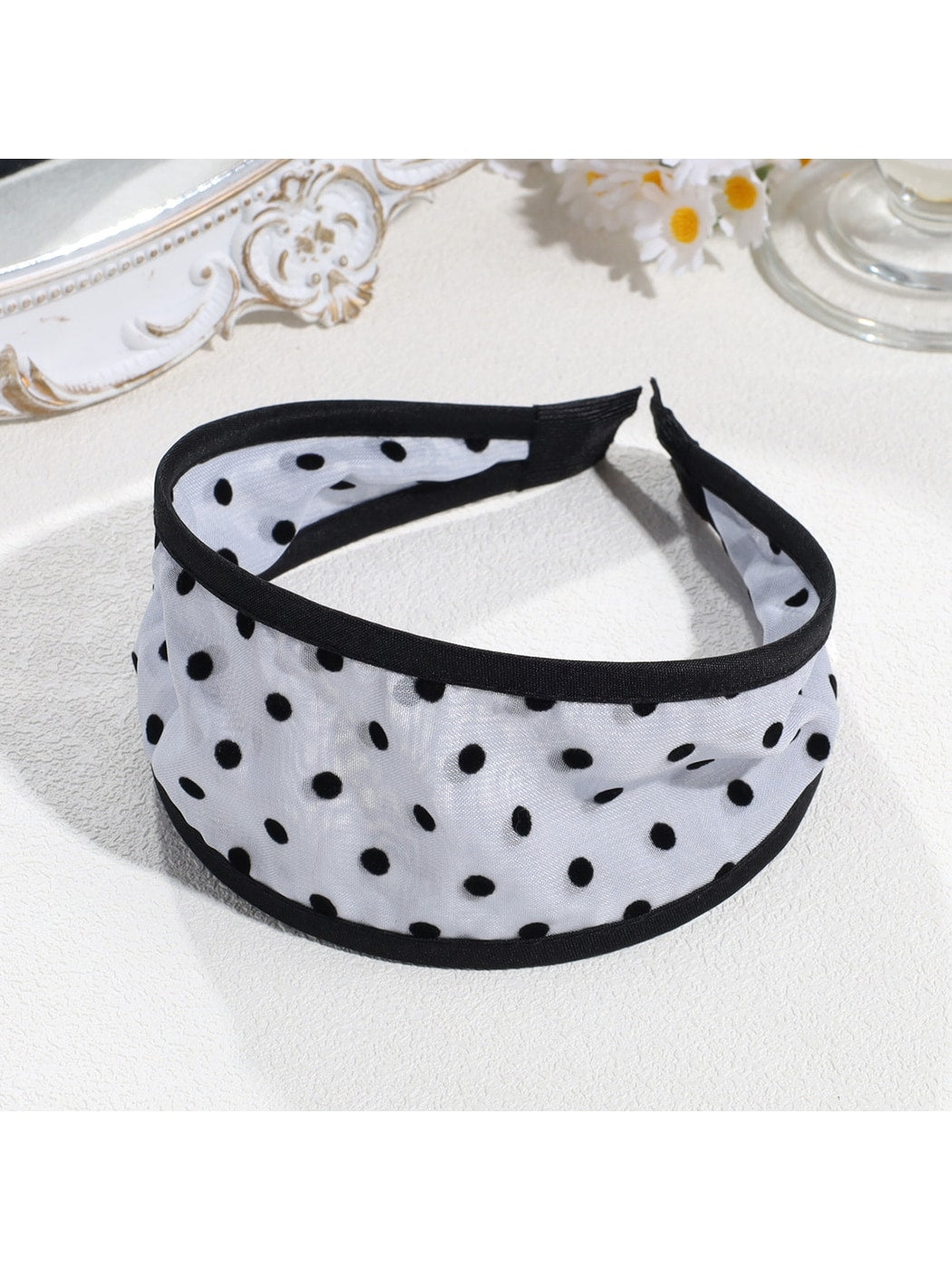 Gifty - Polka Dot Wide Fabric Trimmed Headband