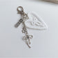 Keypus - Heart Pendant Bow Detail Bag Charm Keychain