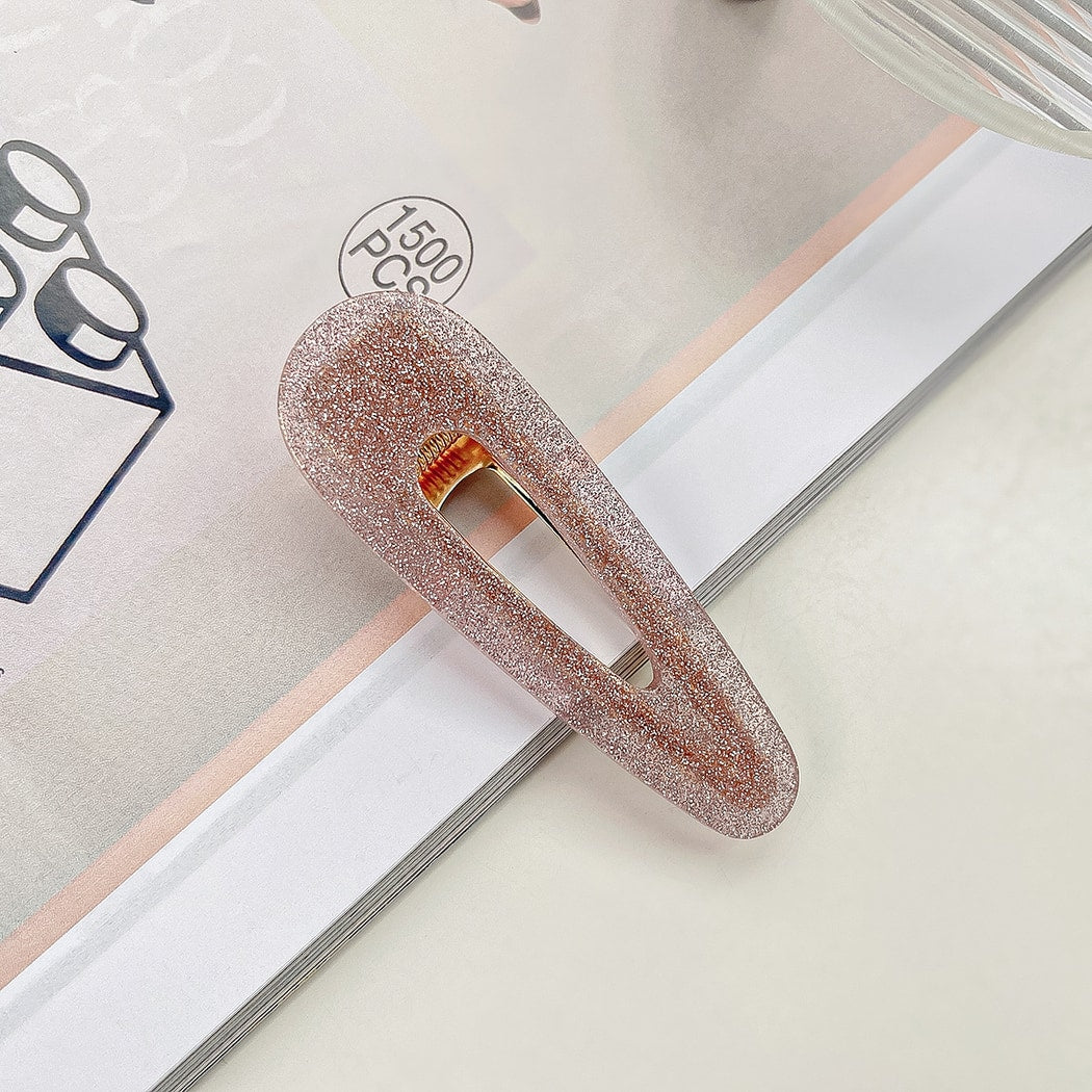Beau - Glossy Teardrop Shaped Openwork Hair Clip