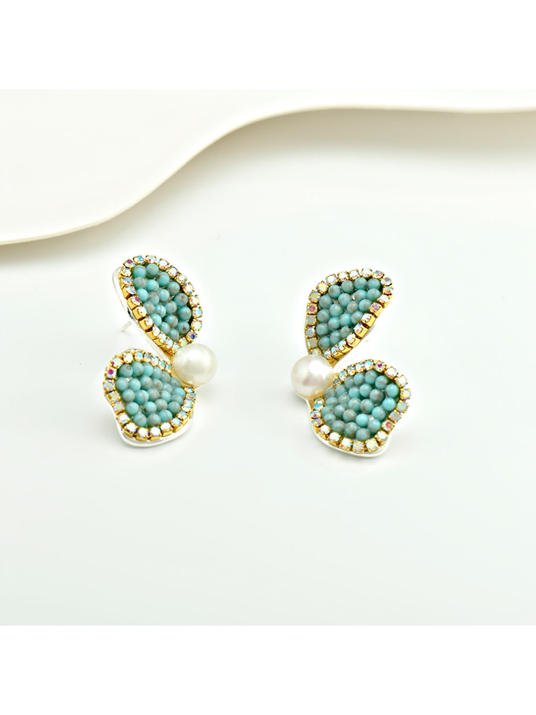 Earedge - Minimalist Beaded Butterfly Wing Earrings