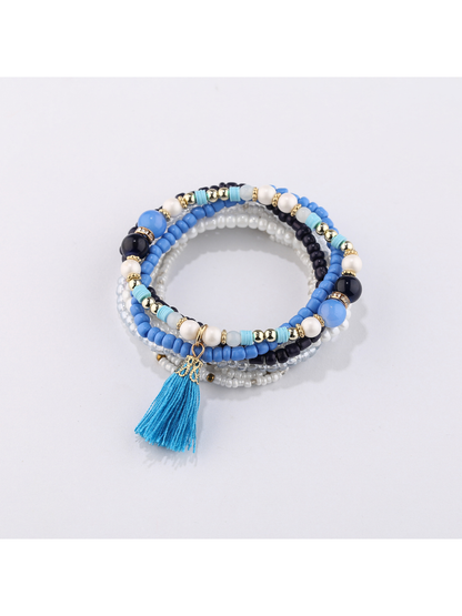 Lovra - Bohemian Tassel Layered Beaded Bracelet