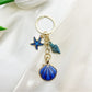 Overhead view of Keypus marine pendant keychain with visible metal ring