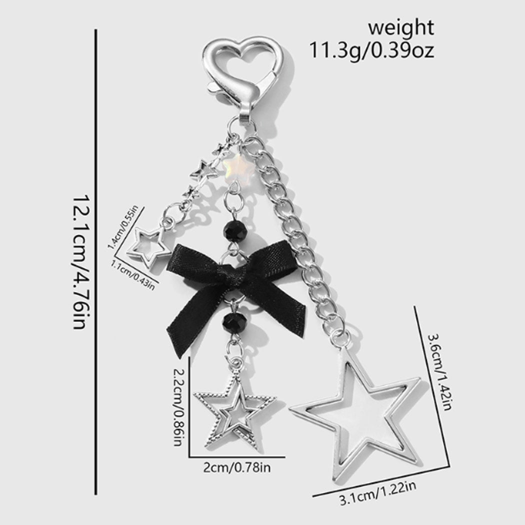 Keypus - Y2K Silver Tone Star Bow Keychain