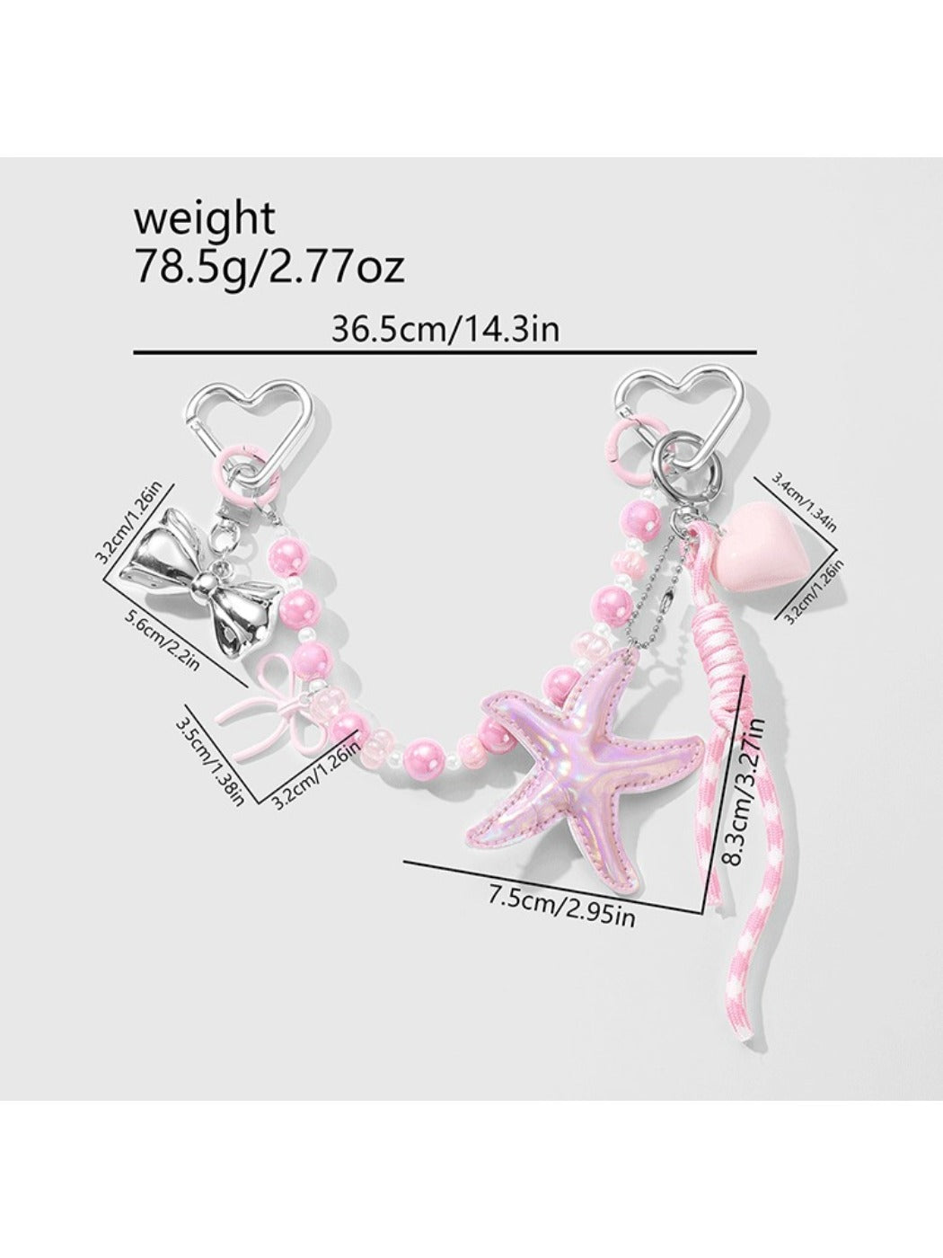 Keypus - Y2K Beaded Bow and Heart Keychain Bag Charm