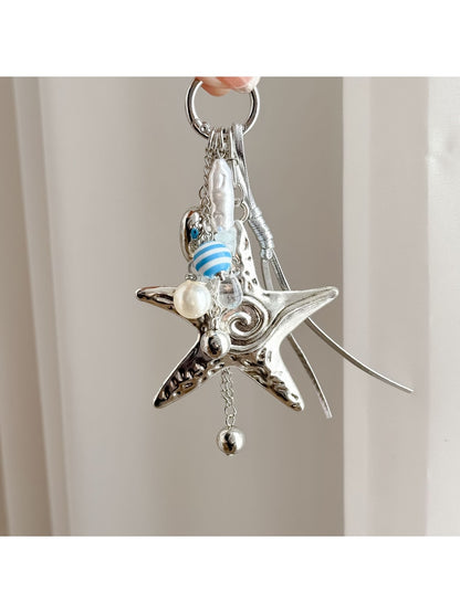 Keypus - Textured Starfish Heart Pendant Bag Charm