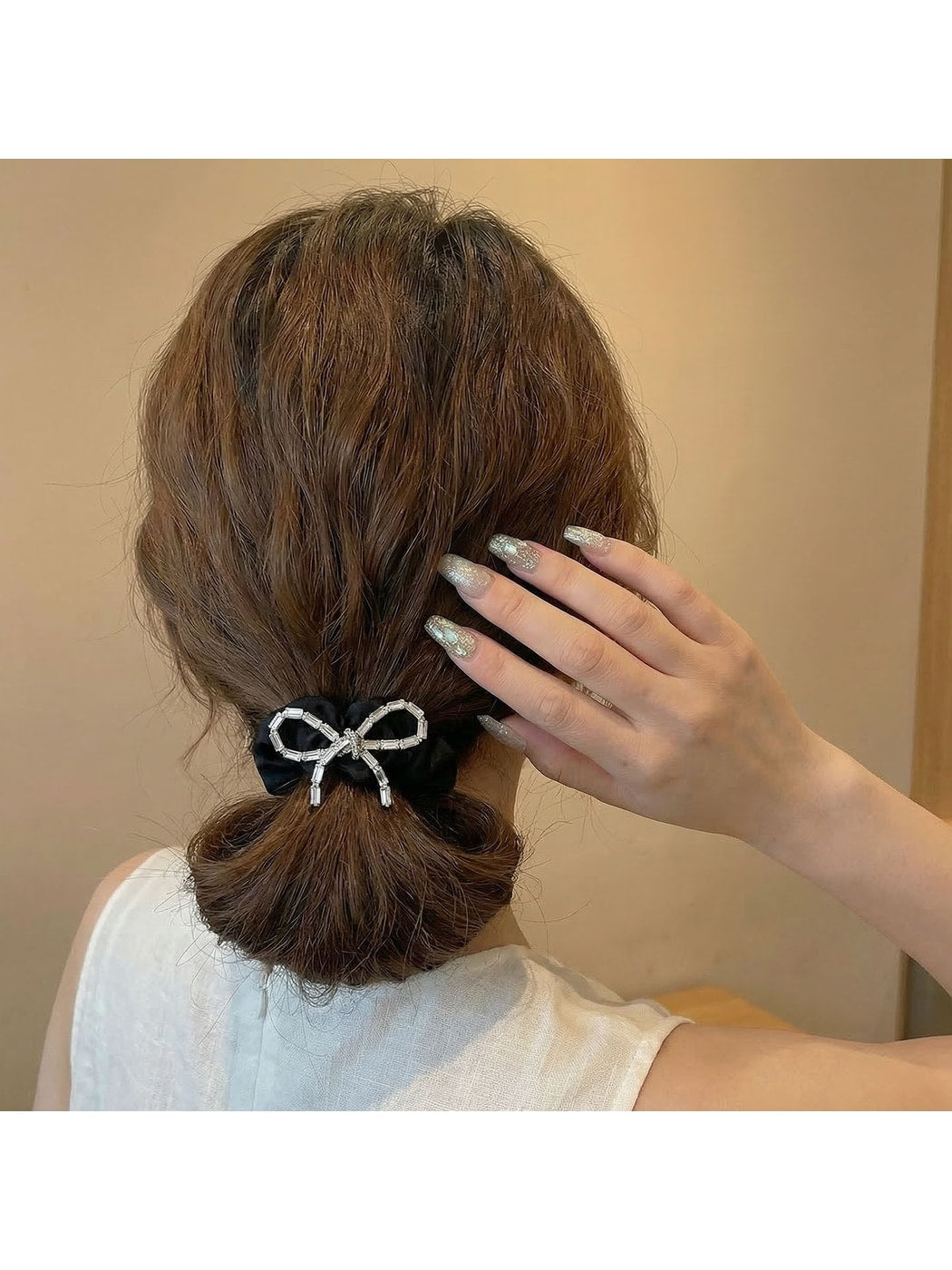 Gifty - Polyester Alloy Rhinestone Bow Hair Tie