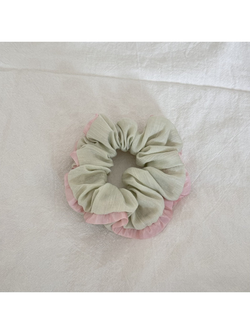 Gifty tulle scrunchie displayed on a white background showing full ruffle detail