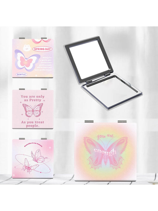 Mirroray - Pink Tones Butterfly Print Makeup Mirror