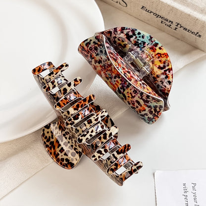 Beau - Geometric Pattern PVC Half Moon Claw Clip