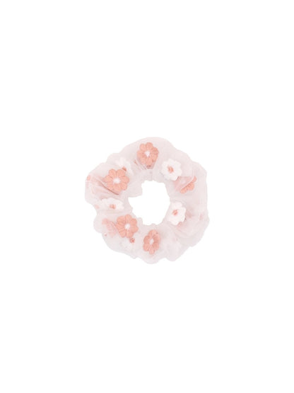 Gifty - Embroidered Flower Organza Look Scrunchie