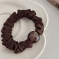 Gifty - Ruffled Leopard Print Ball Accent Scrunchie