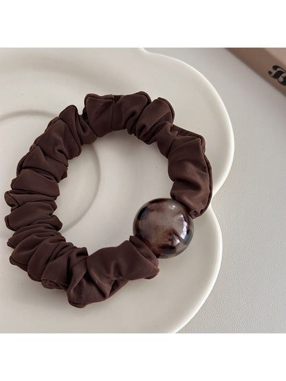 Gifty - Ruffled Leopard Print Ball Accent Scrunchie