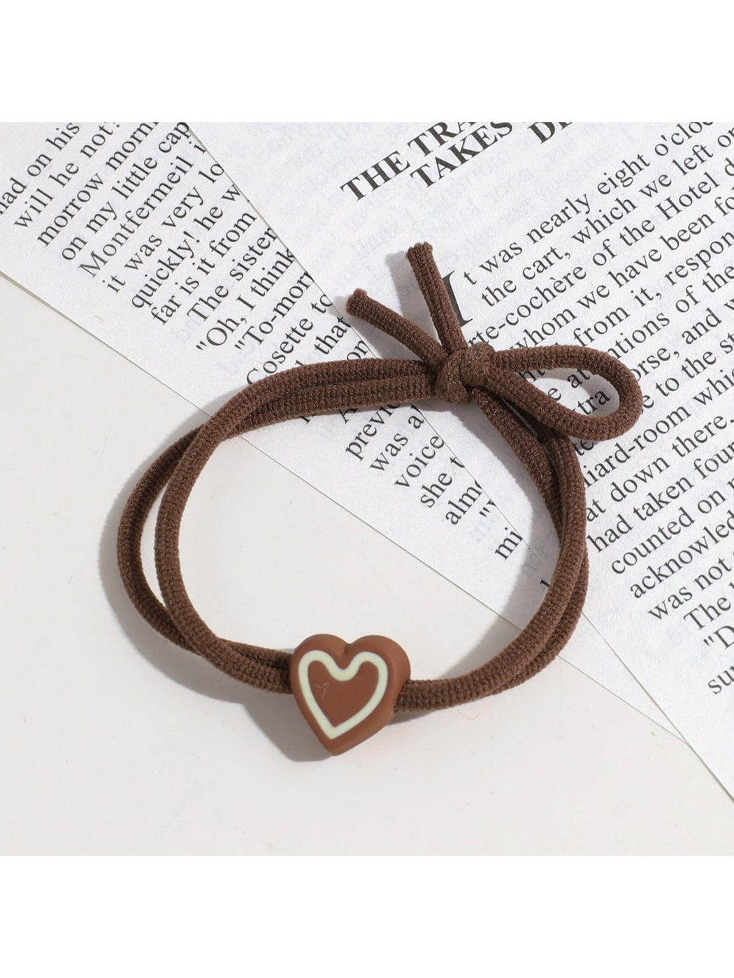 Gifty - Elastic Heart Detail Ponytail Polyester Hair Tie