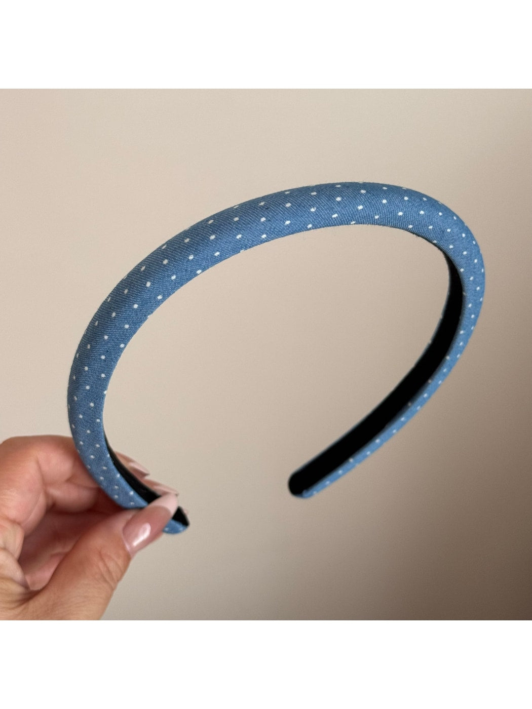 Gifty - Padded Dotted Denim Look Headband
