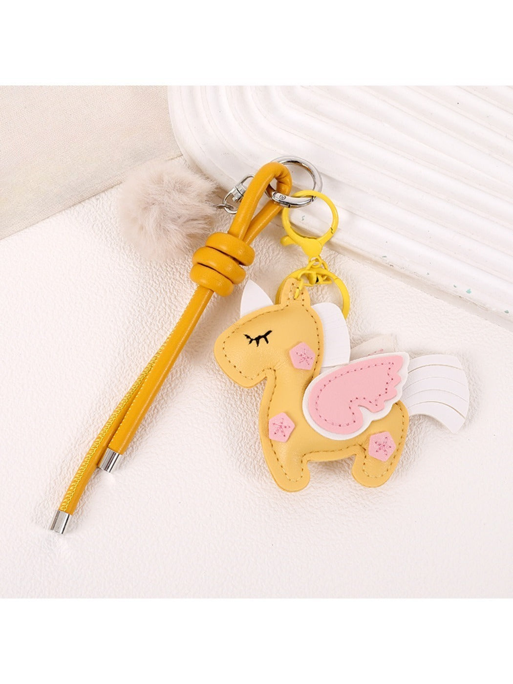 Keypus - Color-Blocked Unicorn-Shaped Charm Keychain