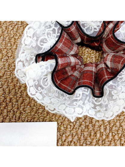 Gifty - Red Plaid Lace Hair Tie