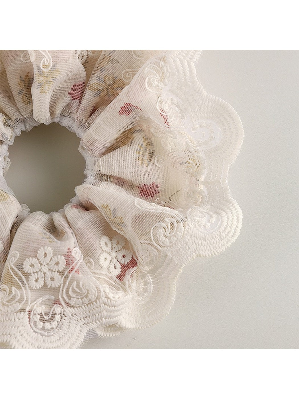 Gifty - Double Layer Embroidered Lace Scrunchie