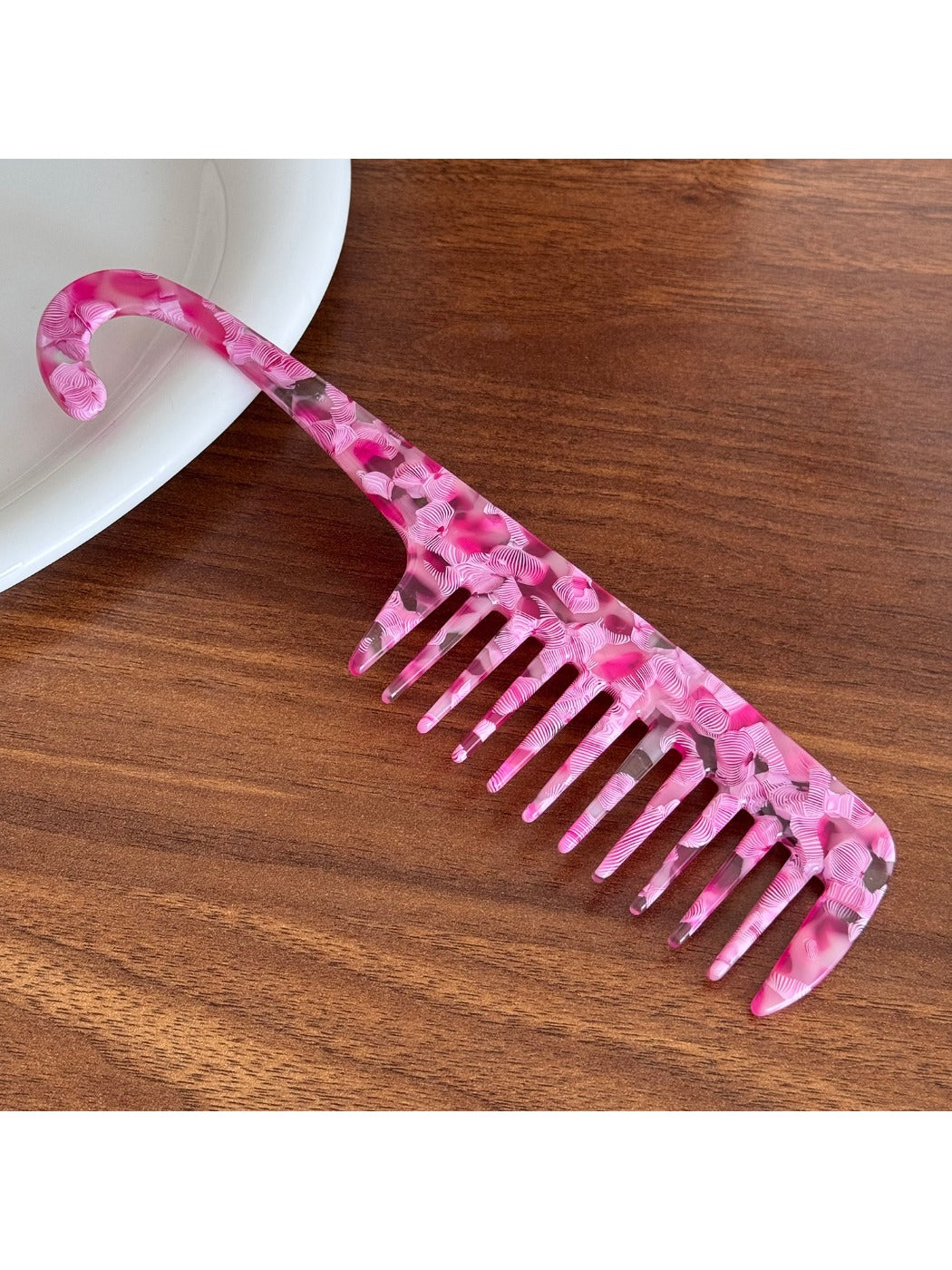 Minimalist Acetate Hair Comb with Hook Portable Long Comb for Travel