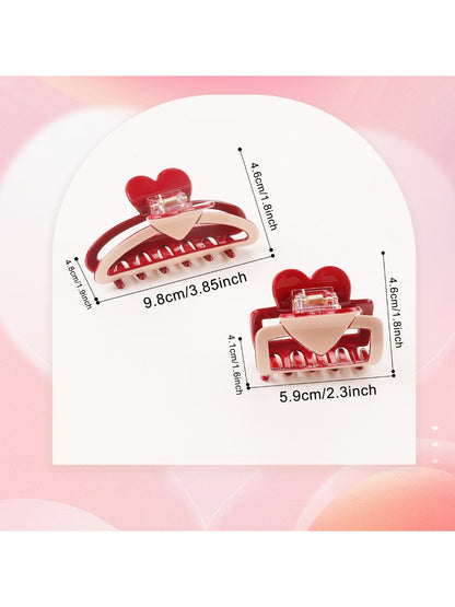 Beau - Color Blocking Heart Hair Claw Clip