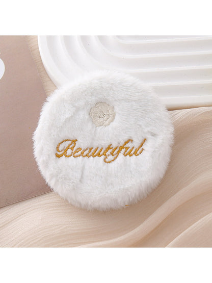 Mirroray - Circular Embroidered Plush Makeup Mirror