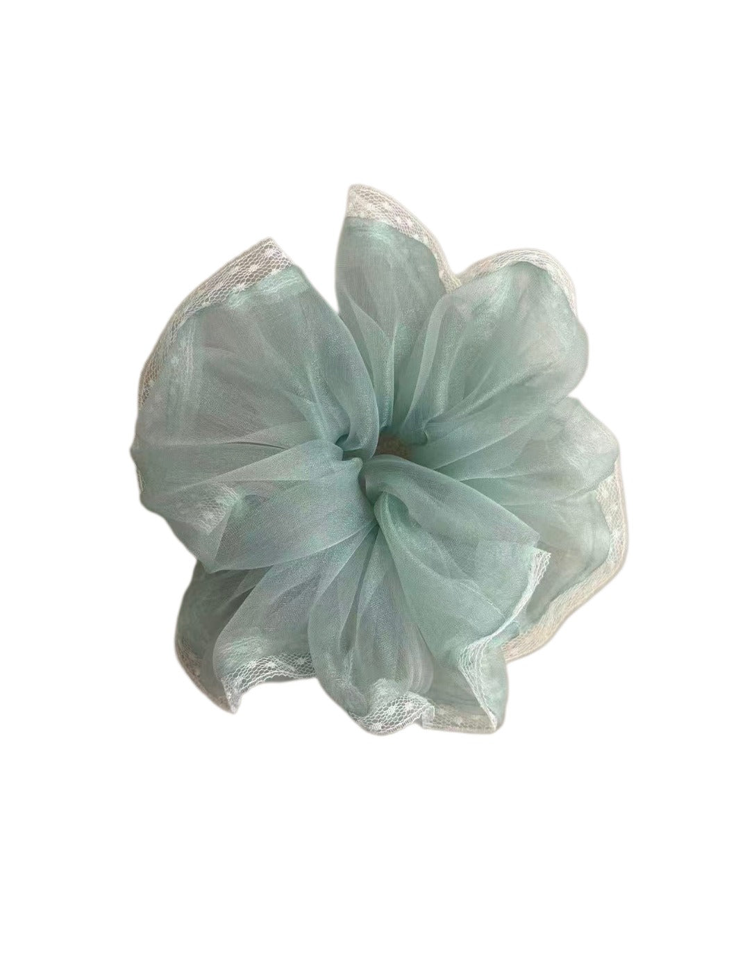 Gifty - Sheer Mesh Lace Edge Floral Look Scrunchie