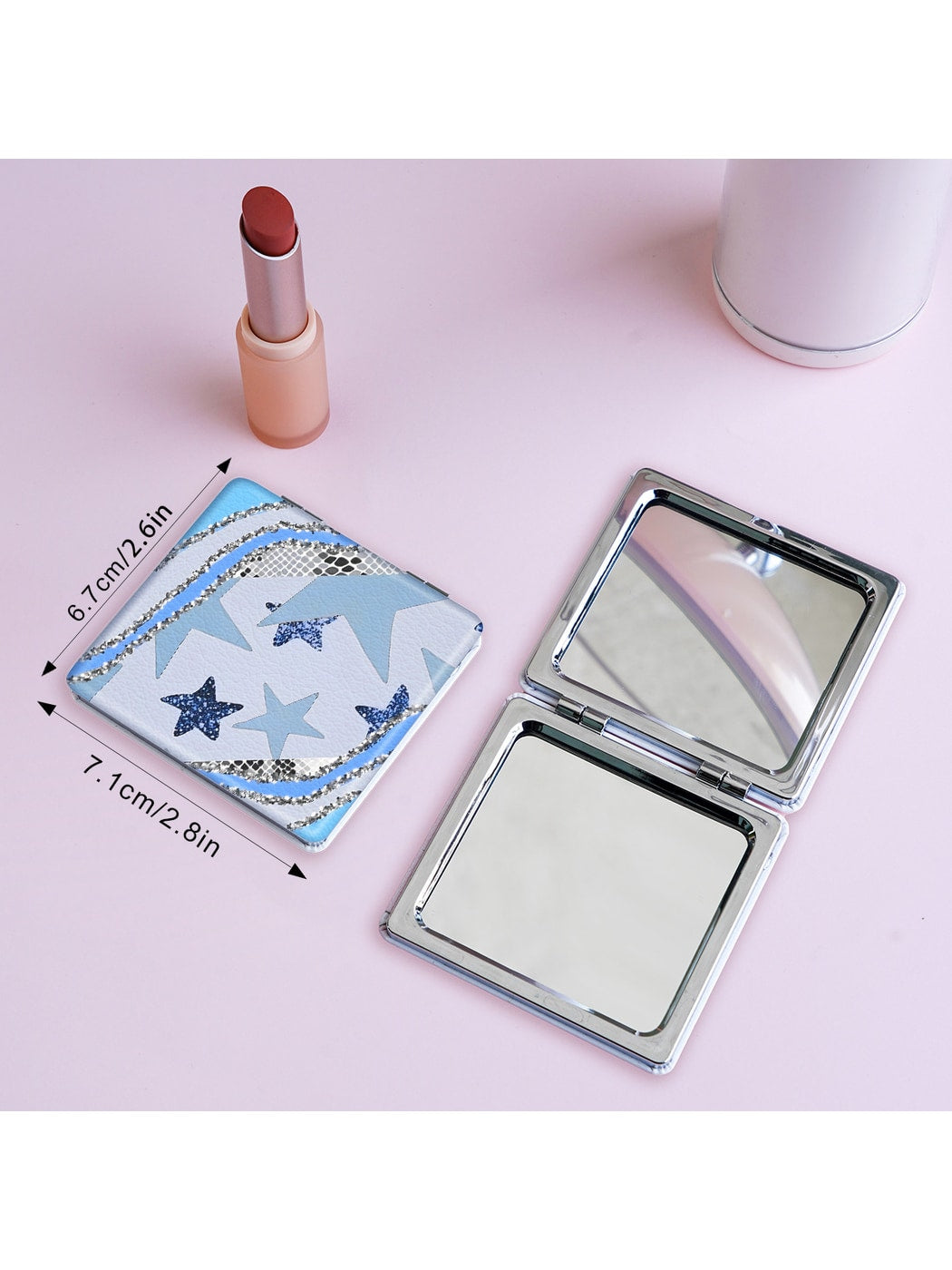 Mirroray - Glitter Star Pattern Square Folding Makeup Mirror
