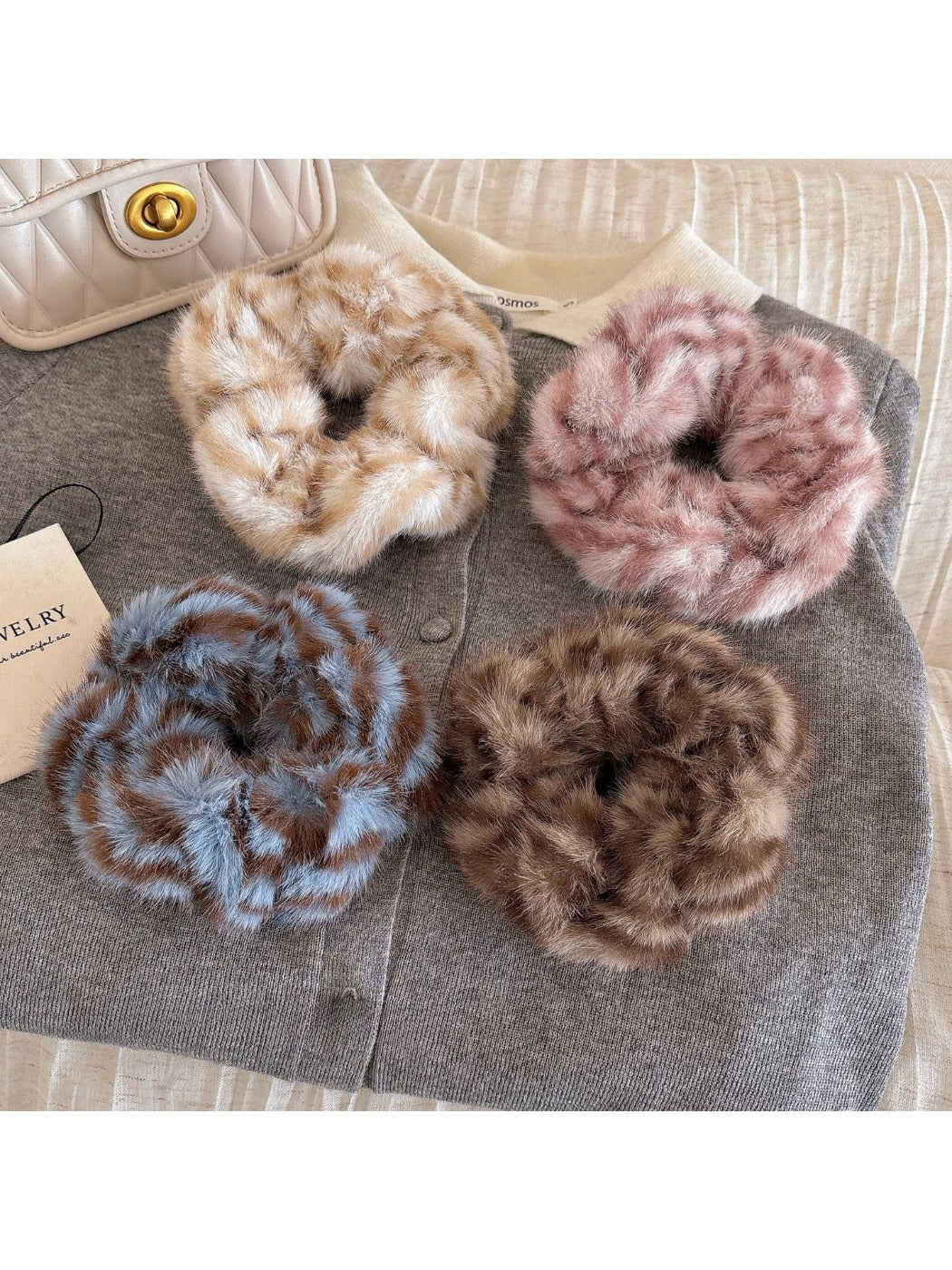 Gifty - Leopard Fluffy Hair Scrunchies Hair Ties