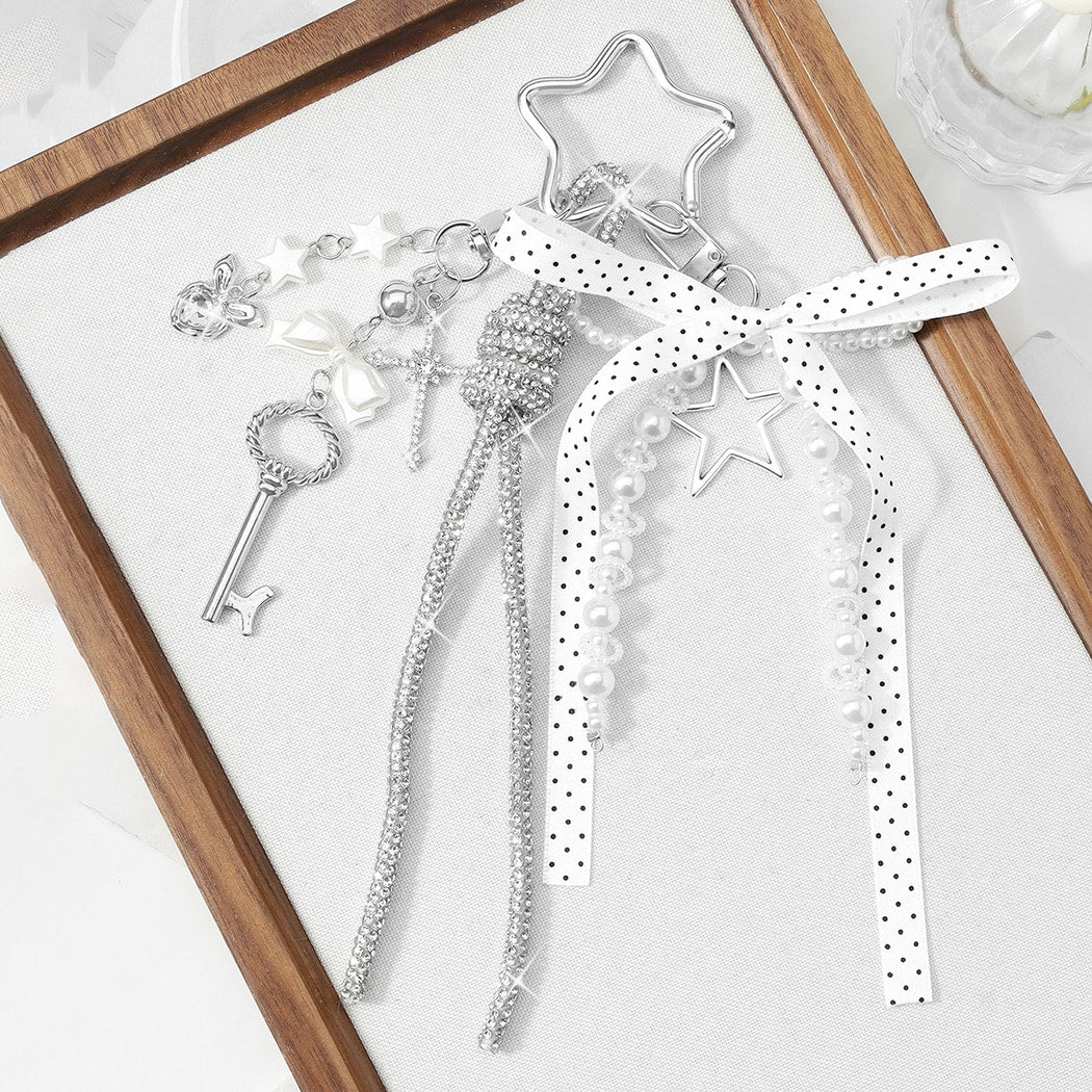 Keypus - Sparkly Cross and Comb Charm Keychain