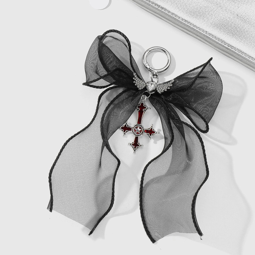 Keypus - Halloween Sheer Bow Cross Keychain