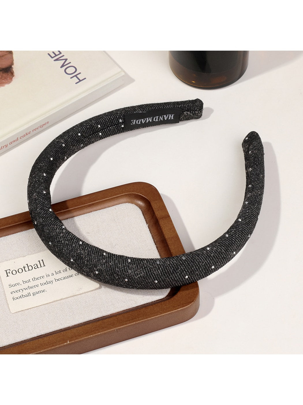 Gifty - Rhinestone Detail Denim Look Fabric Headband