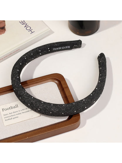 Gifty - Rhinestone Detail Denim Look Fabric Headband