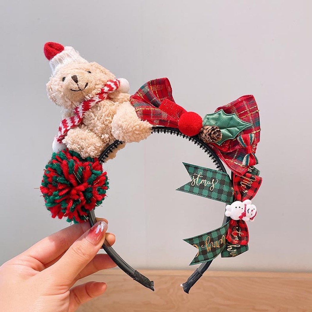 Beau - Christmas Bow Pom Pom Cartoon Hair Accessories