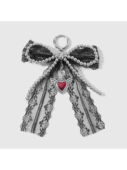 Keypus - Y2K Heart Bow Beaded Bag Charm Keychain