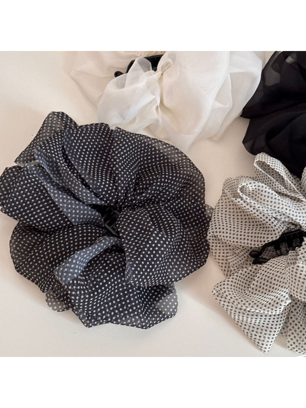 Beau - Polka Dot Ruffle Banana Clip Hair Accessory