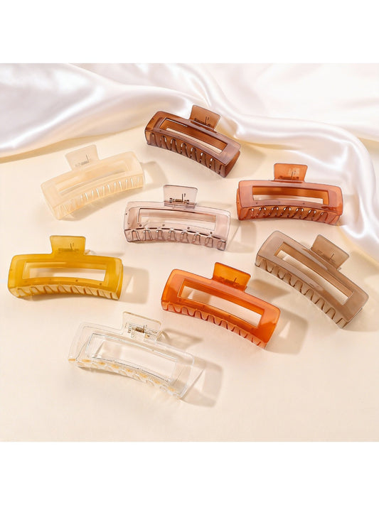 Beau - Solid Color Square Openwork Claw Clip