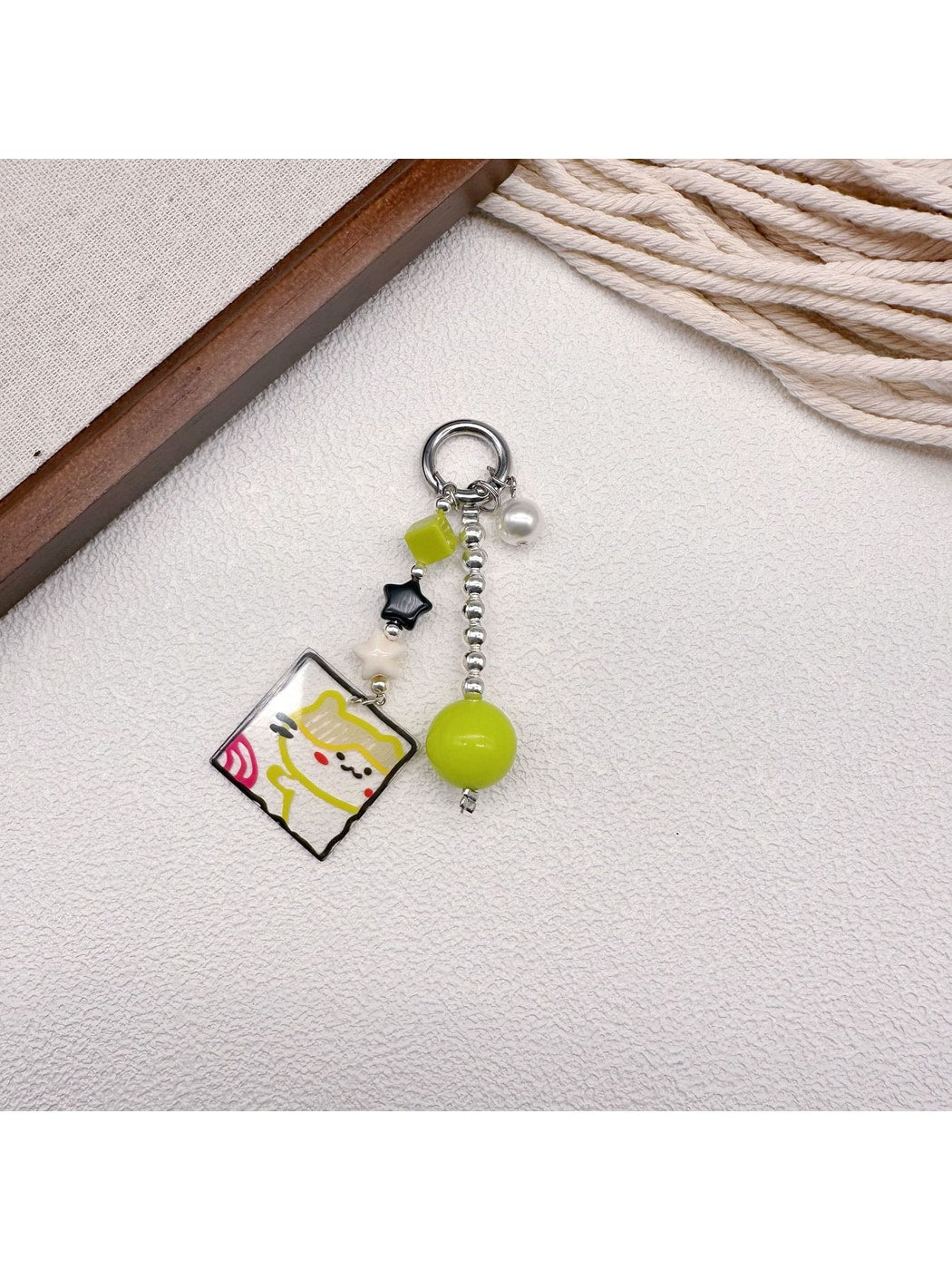 Keypus - Cartoon Beaded Printed Bag Charm Keychain