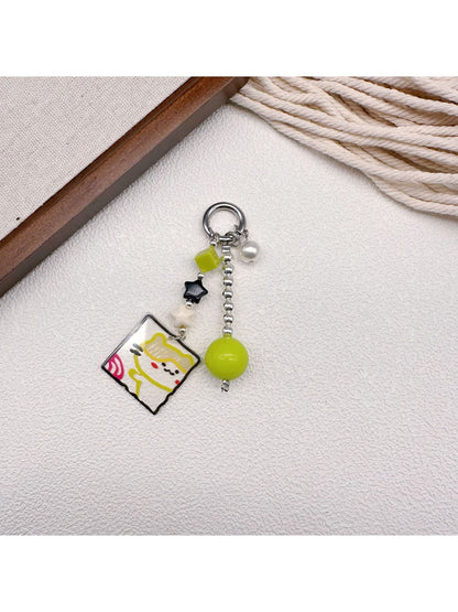 Keypus - Cartoon Beaded Printed Bag Charm Keychain