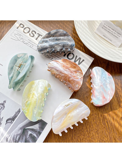 Beau elegant hair claw clip with white cloud pattern on translucent material