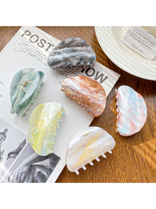 Beau elegant hair claw clip with white cloud pattern on translucent material
