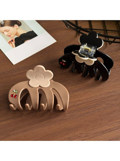 Beau - Glossy Floral Accent Acetate Claw Clip