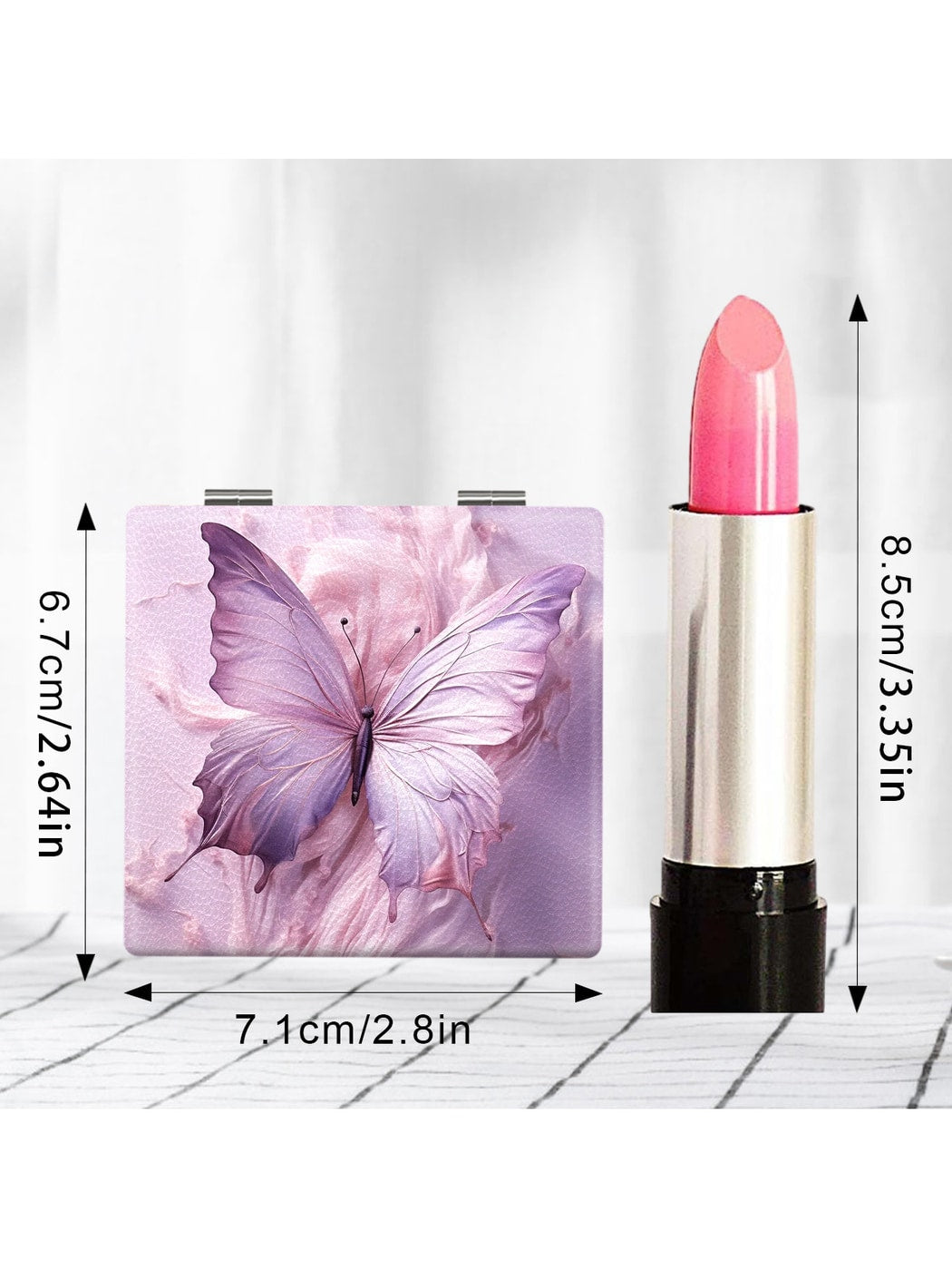 Mirroray - Butterfly Print PU Folding Vanity Mirror