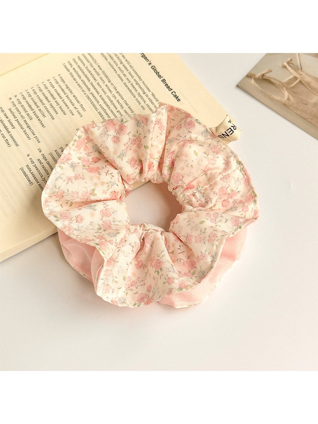 Gifty - Double Layer Floral Print Polyester Scrunchie