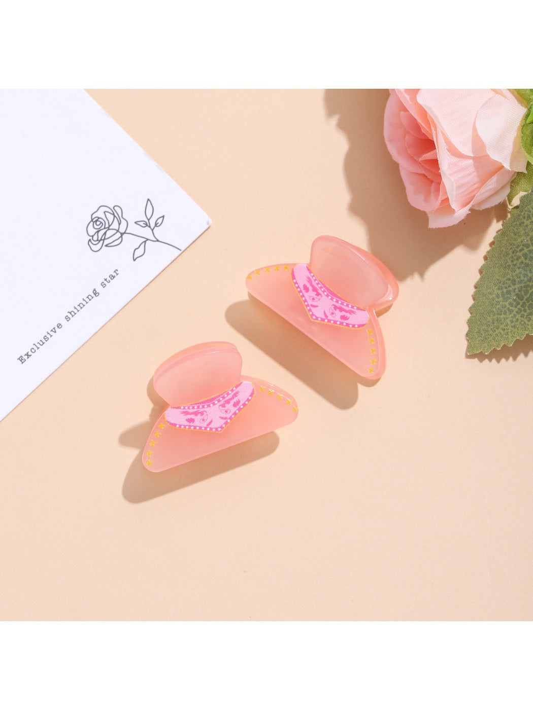Beau - Pink Mini Triangular Hair Clip