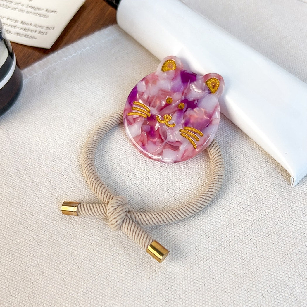 Gifty - Round Disc Cat Motif High Elasticity Hair Tie