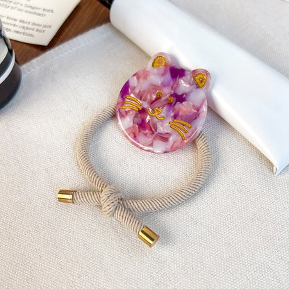 Gifty - Round Disc Cat Motif High Elasticity Hair Tie