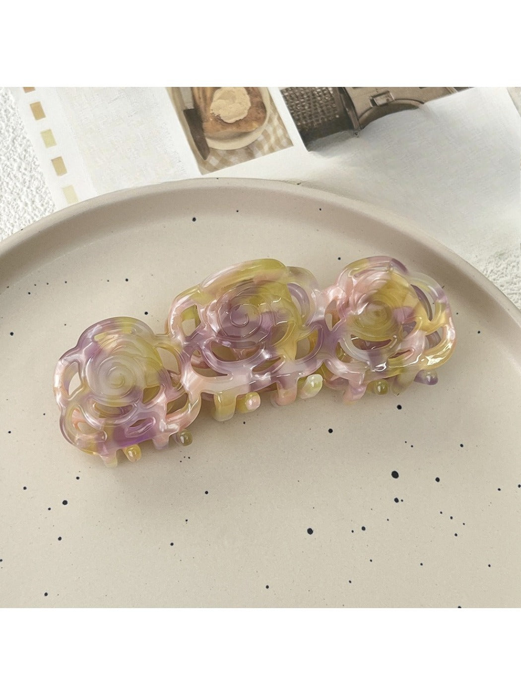 Beau - Pretty Rose Shaped Acetate Hair Clip